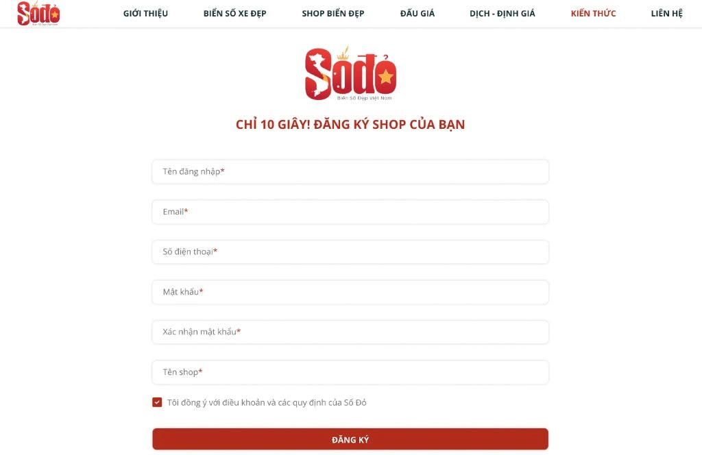 Đăng ký tạo shop trên sàn Số Đỏ