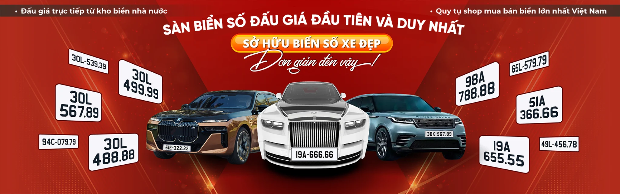 Banner sàn biển số xe đẹp Số Đỏ đầu tiên