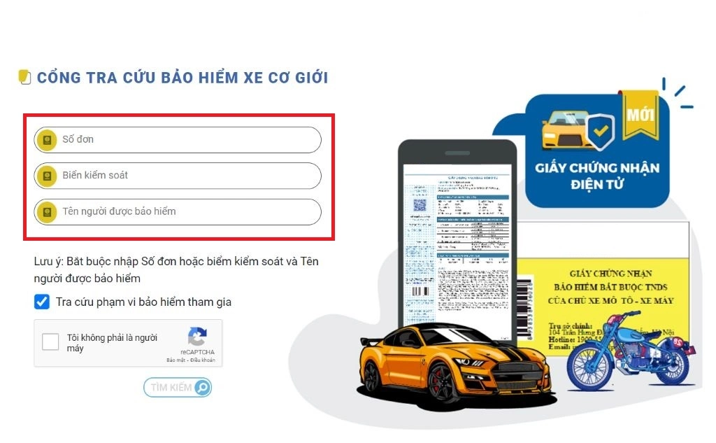 Tra cứu bảo hiểm xe máy bằng biển số xe trên website công ty bảo hiểm
